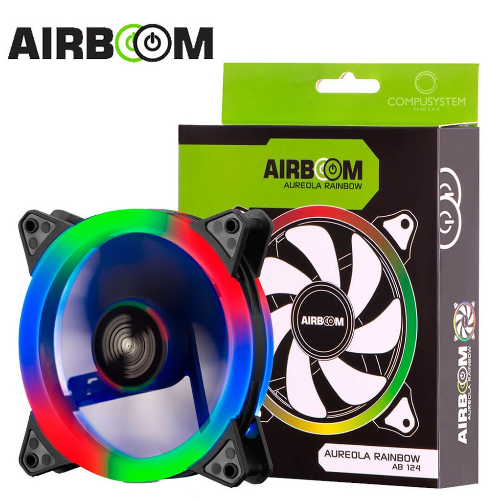 VENTILADOR PARA GABINETE GAMER, AIRBOOM AUREOLA RAIMBOW, AB 124, 12CM, RAINBOW